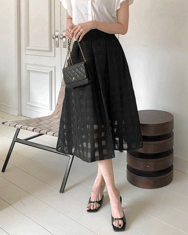 Check 오간자 Skirt