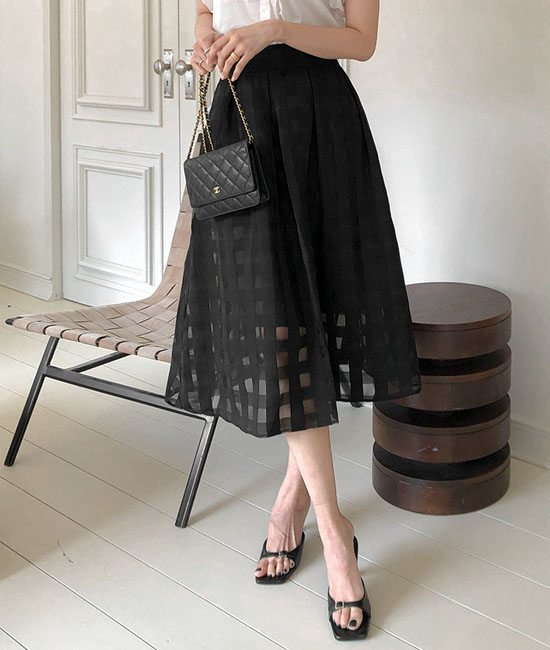 Check 오간자 Skirt