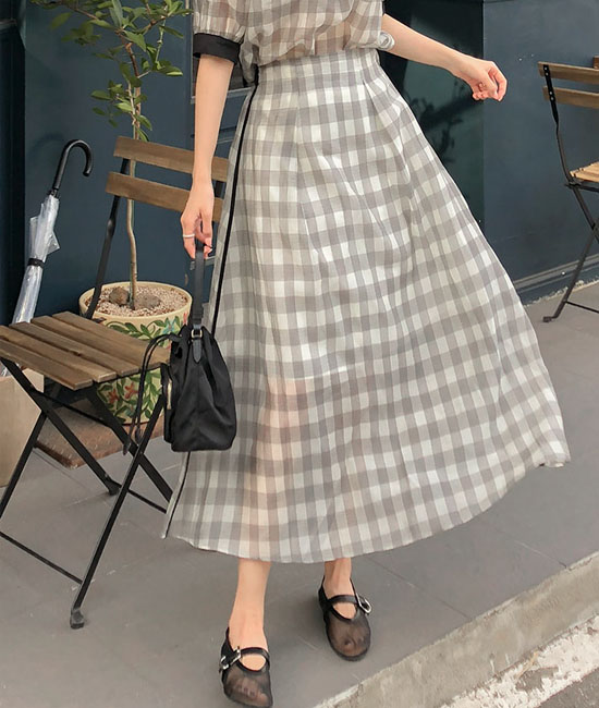 아일 Check Skirt