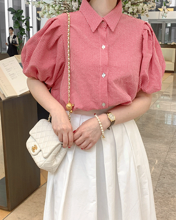 아멜리 Check Shirt