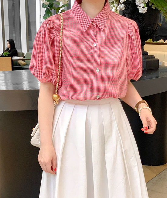 아멜리 Check Shirt