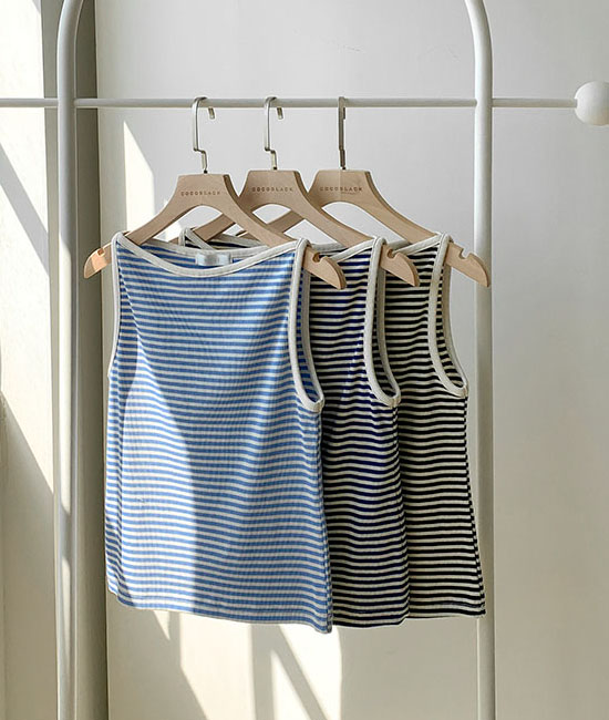 플랜 Stripe Sleeveless shirts