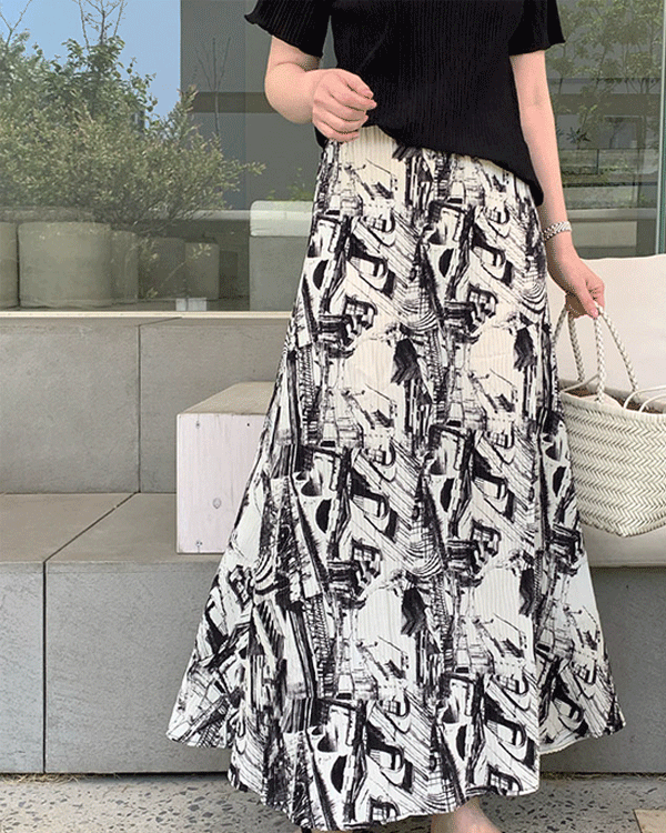 바네사 Pleats Skirt