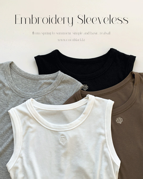 자수 Corrugated Sleeveless shirts