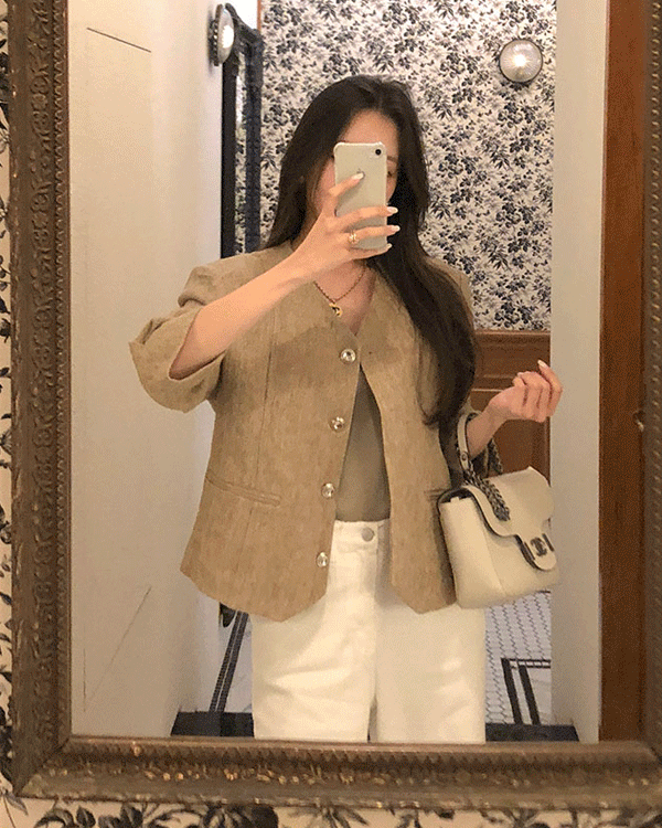No collar Linen Jacket