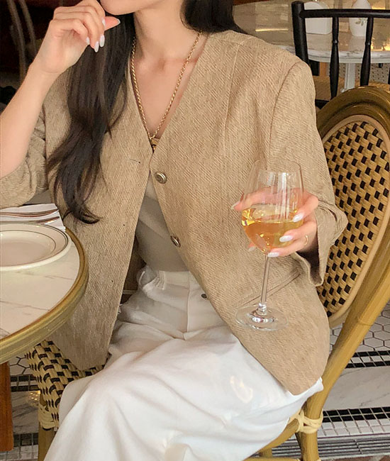 No collar Linen Jacket