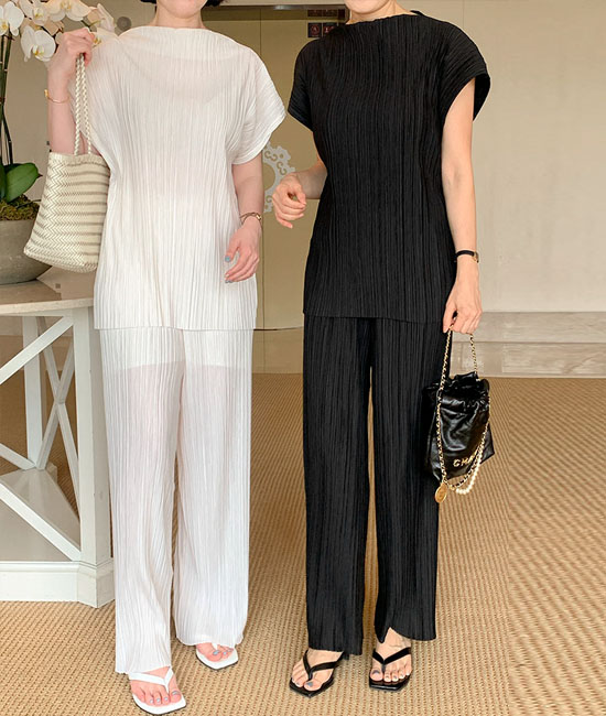 보트넥 Pleats Set