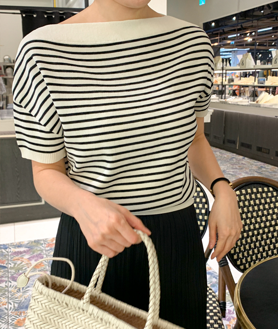 보트넥 Short-sleeve Knit