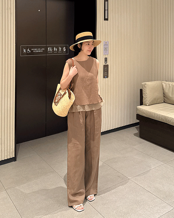 마리 Linen Slacks