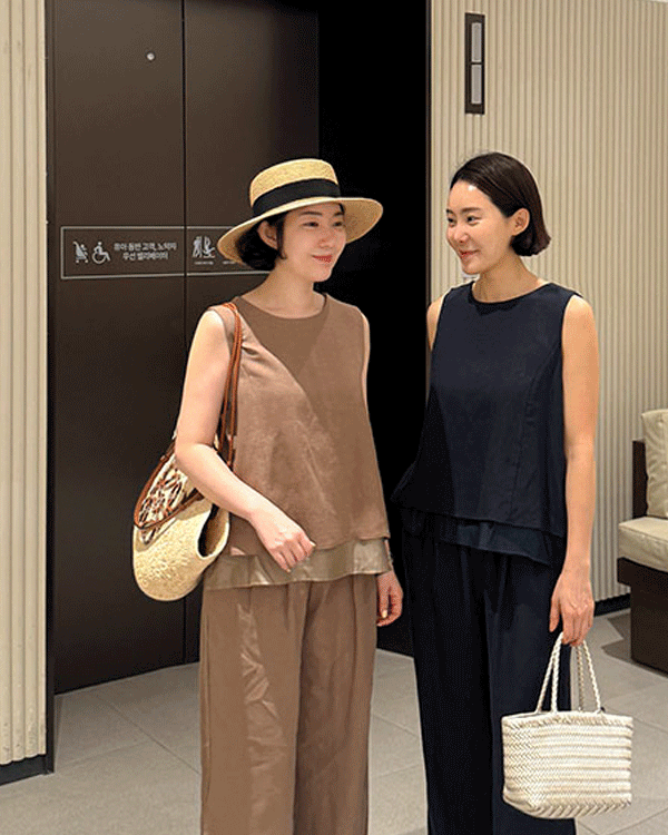 마리 Linen Sleeveless shirts Blouse