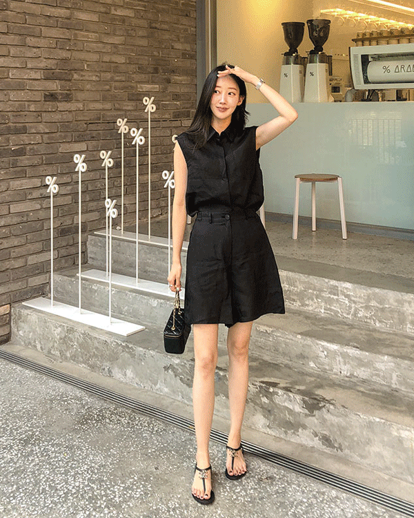 모노 Linen 4부 Pants