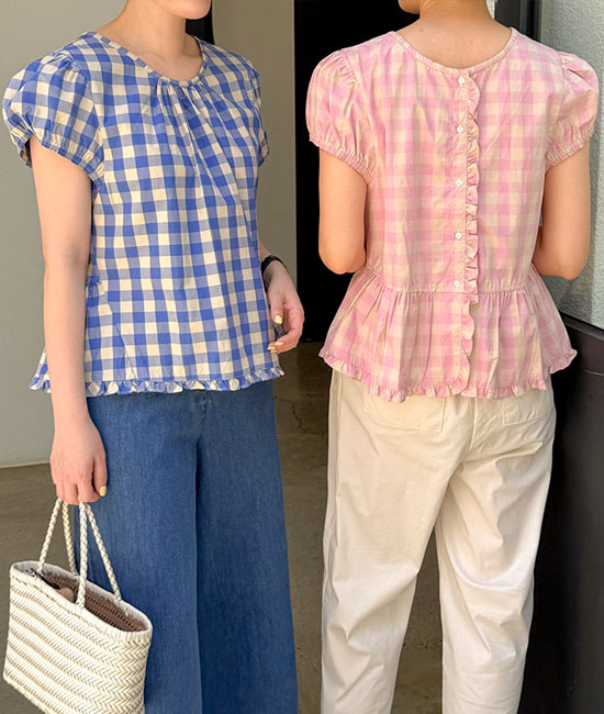 양면 Check Blouse