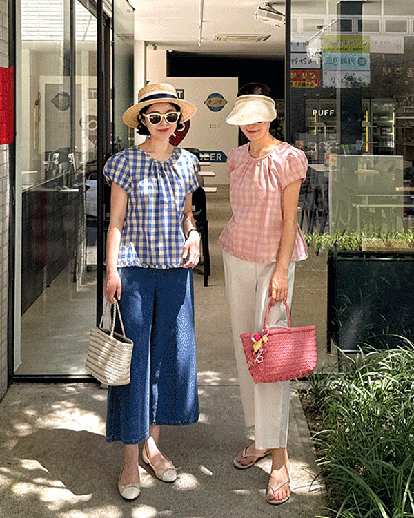 양면 Check Blouse