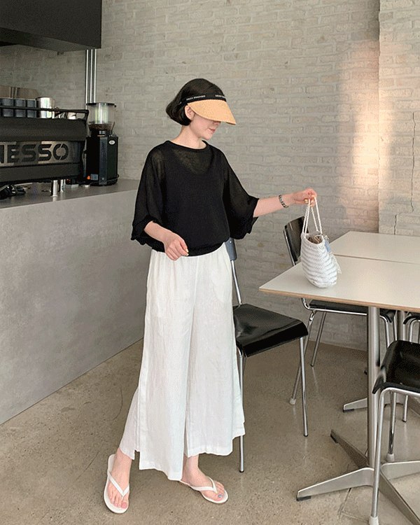 9부 Linen 밴딩팬츠