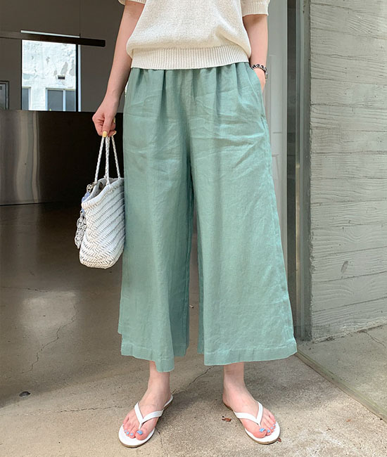9부 Linen 밴딩팬츠