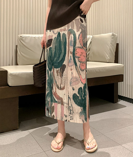 나염 Pleats Skirt