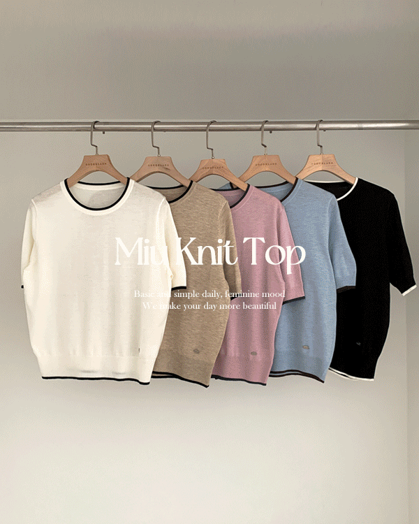 미우 color combination Short-sleeve Knit