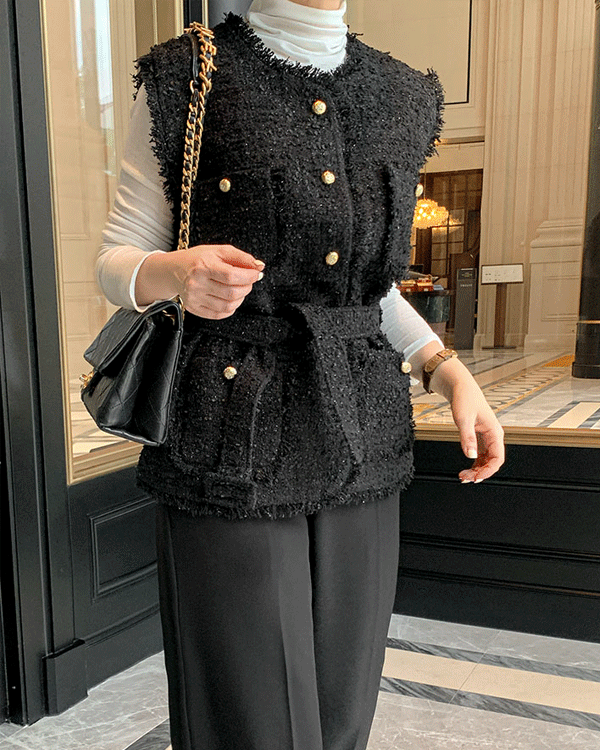 리에 Tweed Vest