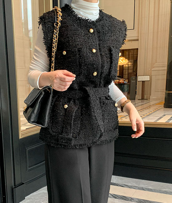 리에 Tweed Vest