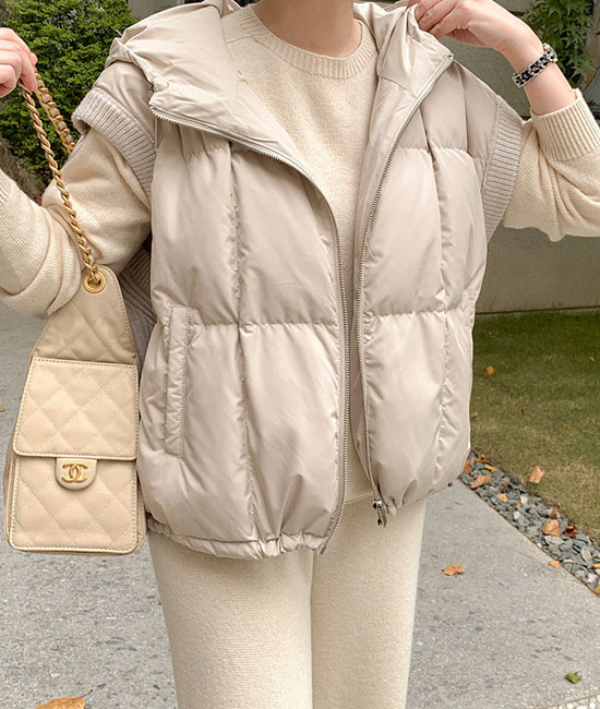 코코 덕다운 Knit Padded vest