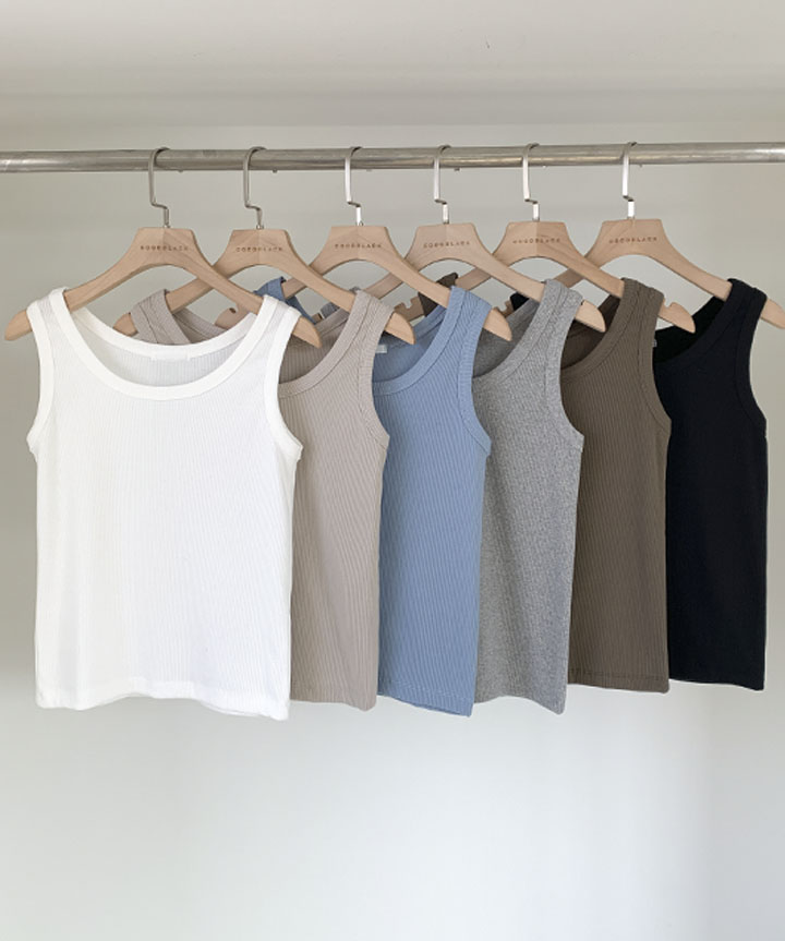 U-Neck Corrugated Sleeveless Shirts