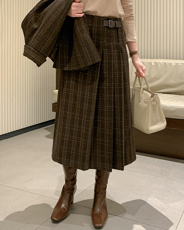 베니 Check Wool Skirt