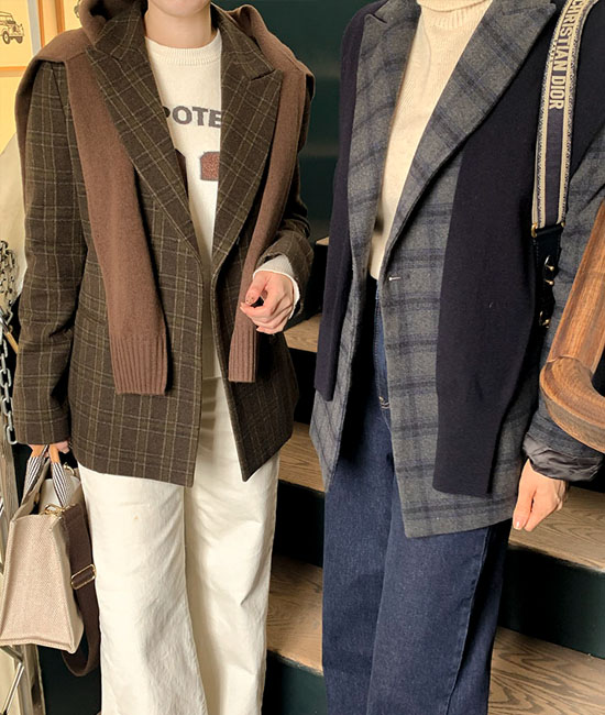 베니 Check Wool Jacket