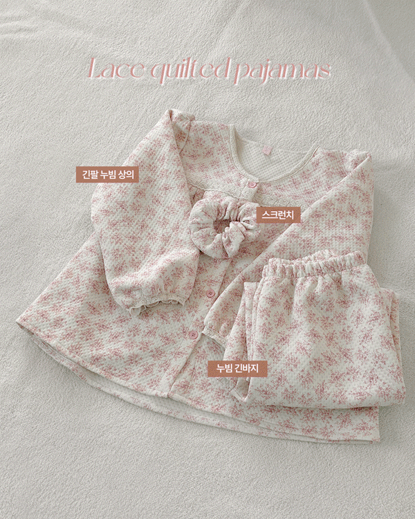 quilting V-neck Flower Pajamas