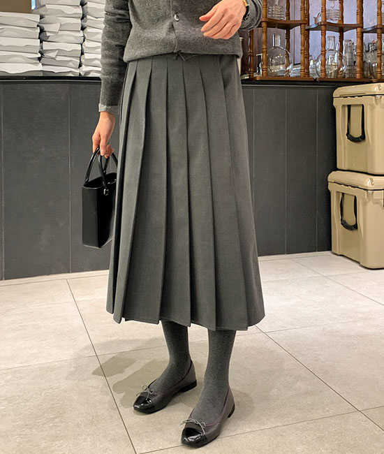 르마인-랩 Pleats Skirt