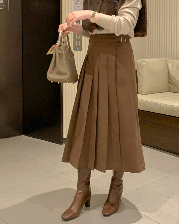 르마인-랩 Pleats Skirt