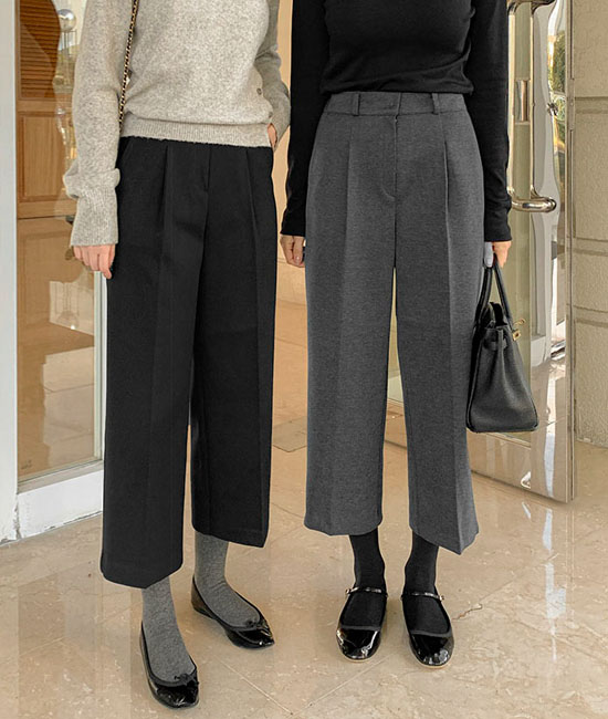 Wool 8부 Straight Pants