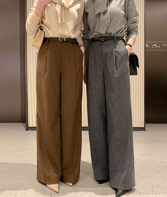 르마인-Belt Wool Slacks
