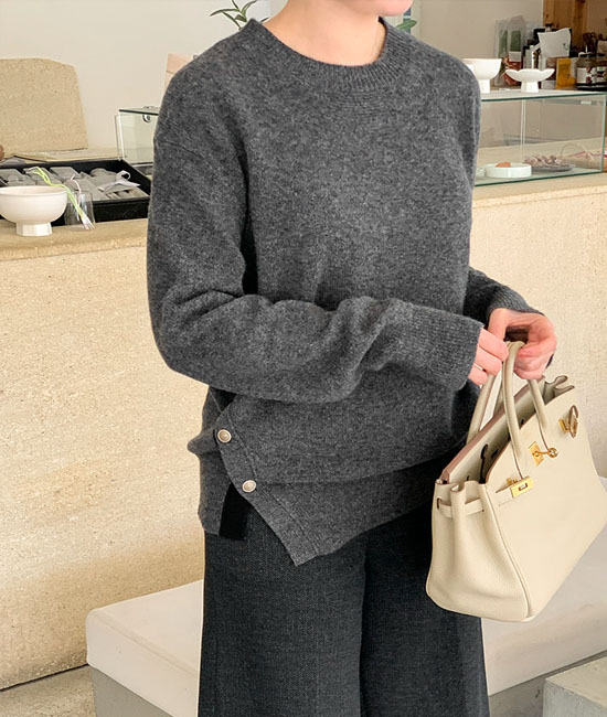 Gold Button Merino Wool Knit