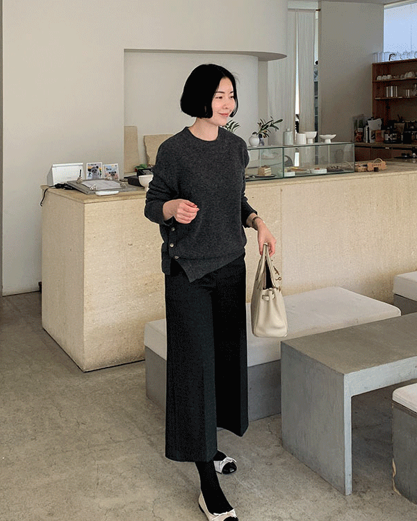 Gold Button Merino Wool Knit