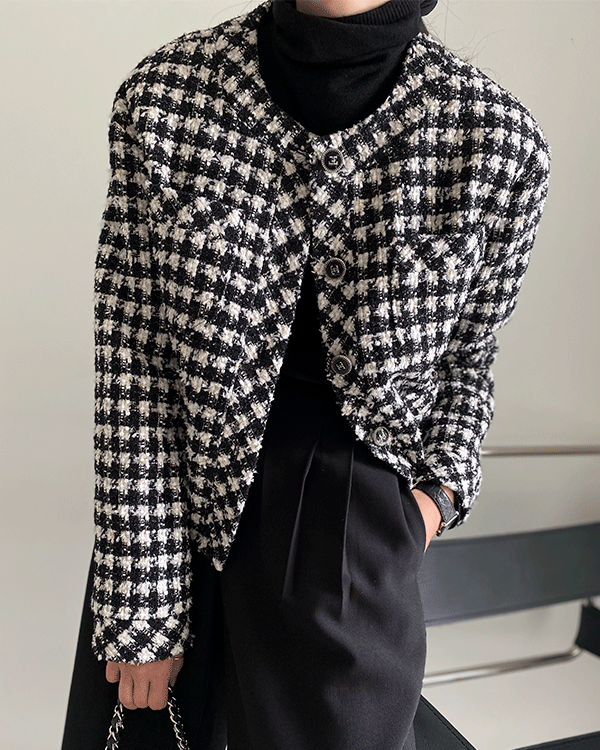 12번 샤 Round Tweed Jacket