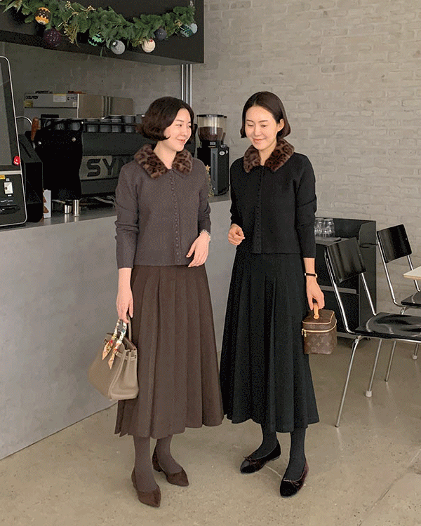 헤즈 Wool Pleats Skirt