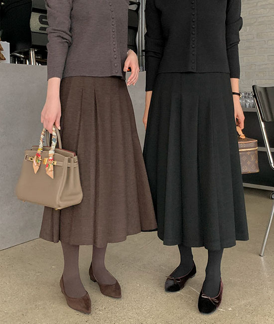 헤즈 Wool Pleats Skirt