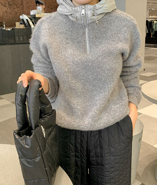 헤어리 패딩후드 Knit