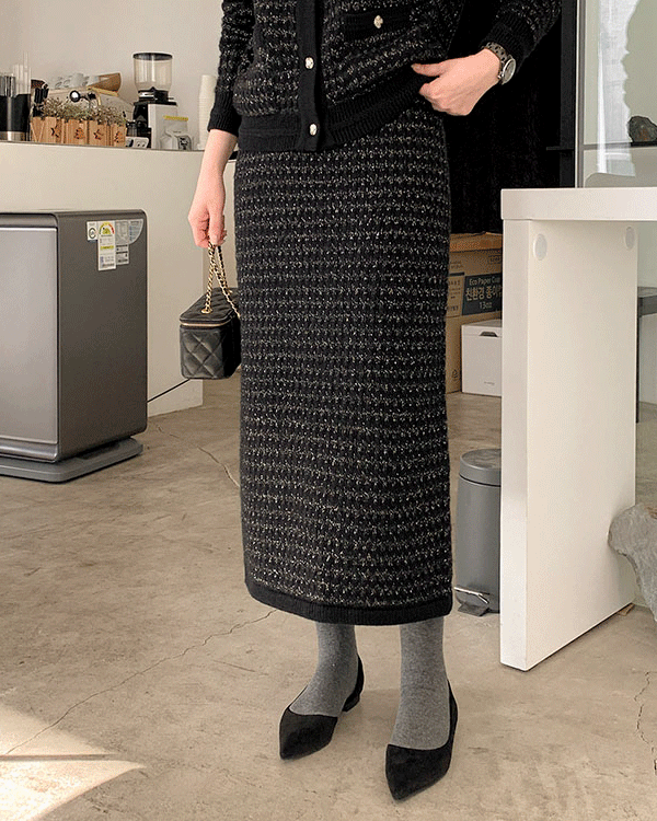 샤인 Tweed Knit Skirt