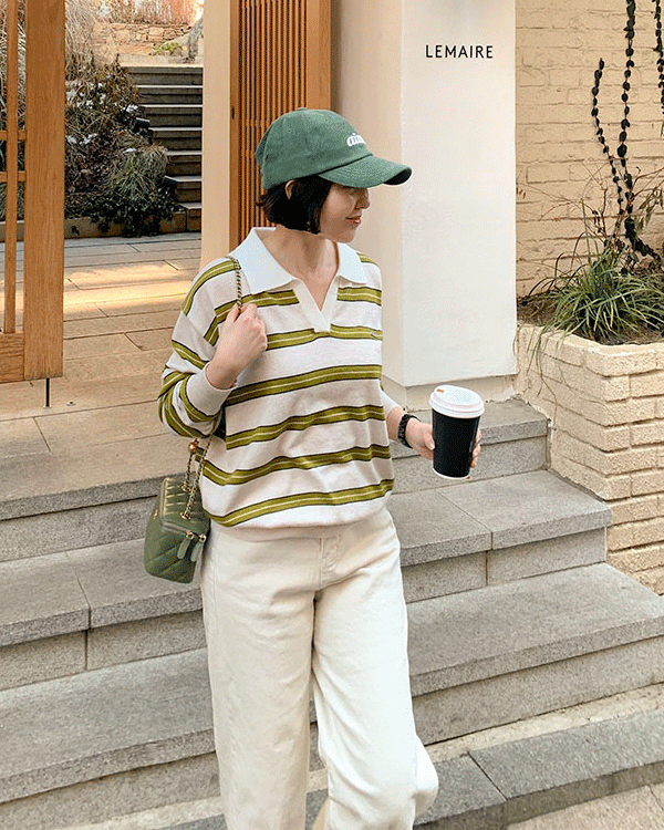 미우 Stripe Kara Knit