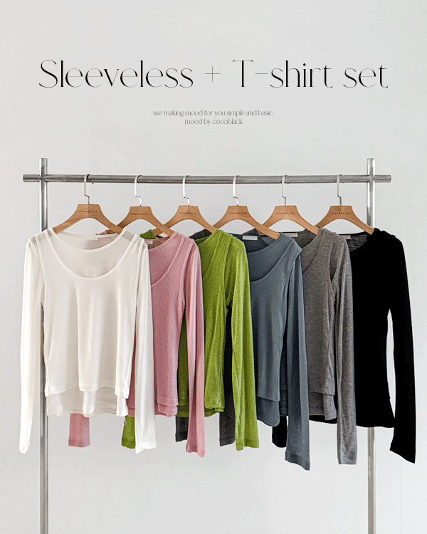 layered Sleeveless shirts Long-sleeve Set