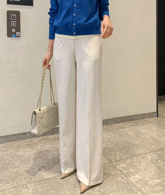 코코 Basic Straight Slacks-Springver.