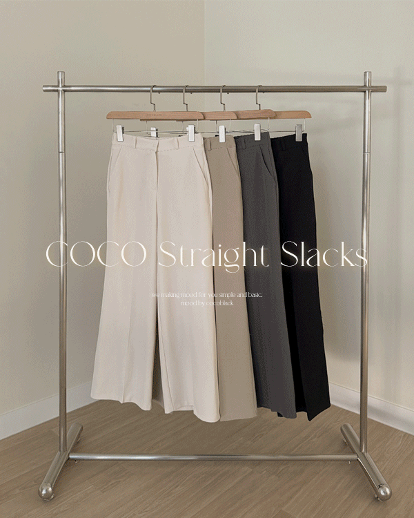코코 Basic Straight Slacks-Springver.