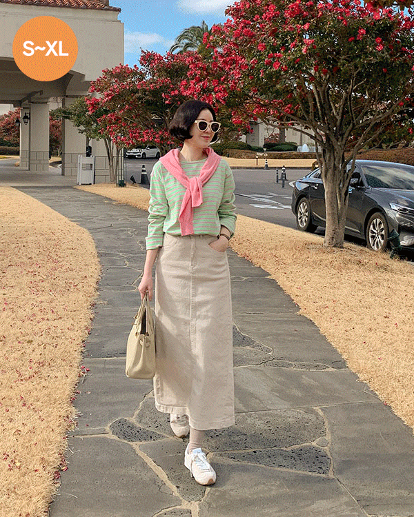 밀키 코튼 Long Skirt