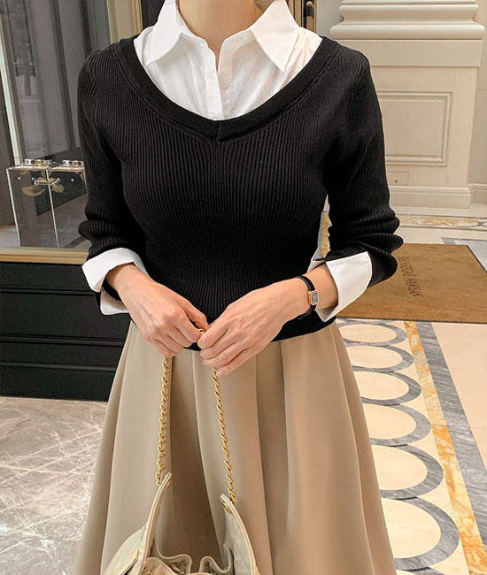 에린 Shirt layered Knit