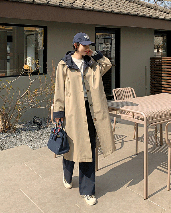 Hood color combination 바바리 Jacket