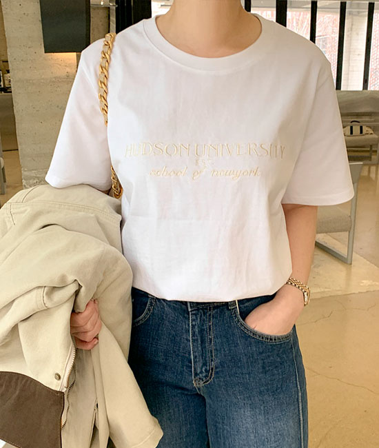 뉴욕 자수 Short T shirts