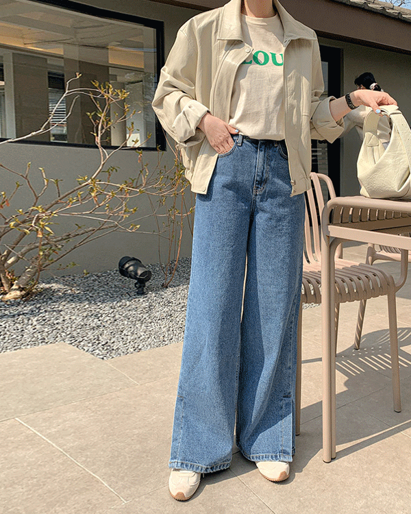 트임 와이드 Denim Pants