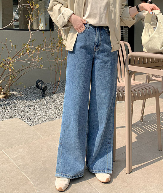 트임 와이드 Denim Pants