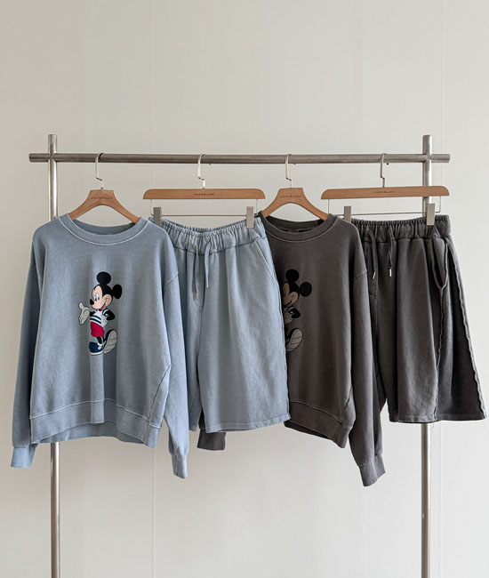 미키 Man to man Pants Set